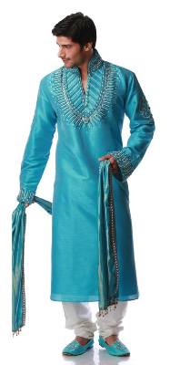 Salwar Kameez Indian Jari İşlemeli Gök Mavisi Takım