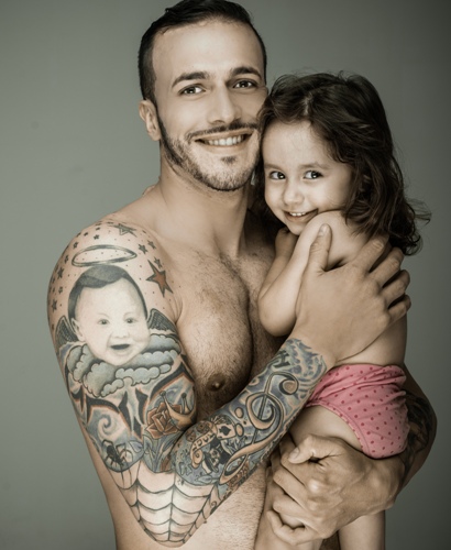 Baba için Kızı Aşk Vücut Dövme Tasarımı