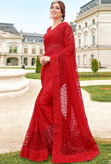 Kırmızı Georgette Sari