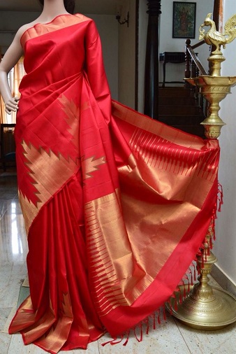 Kırmızı Pattu Sari