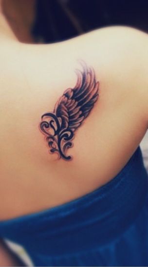 Kūrybinis angelo tatuiruotės modelis