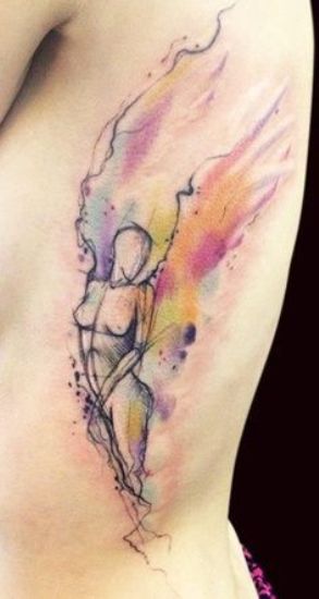 Tapybos stiliaus angelo tatuiruotė