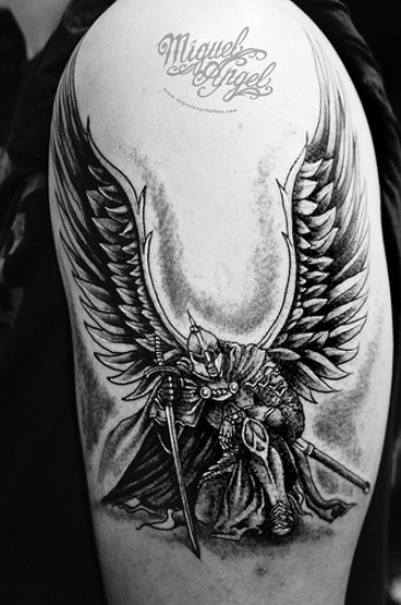 Daring Knight Angel tatuiruotė vyrams