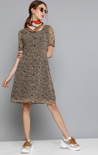 „Midi“ šifono suknelė su leopardo raštais