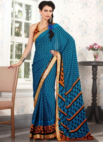 „Miracle Blue Faux Crepe Saree“