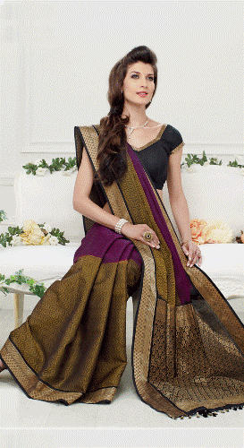 Purpurinis dizaineris „Trendy Crepe Silk Saree“