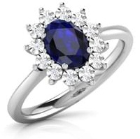 Sapphire deimantinis žiedas iš balto aukso