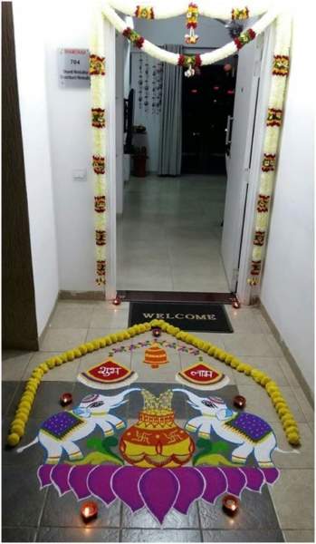 Diwali için Dhana Lakshmi Rangoli