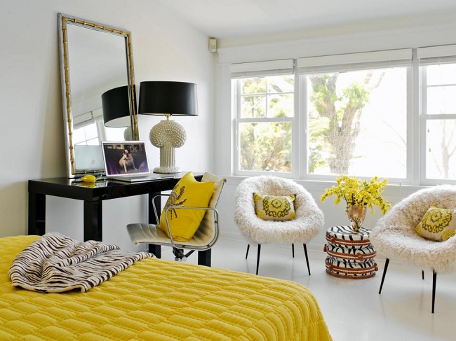 Sarı Yatak Odası Dekorasyon Fikri