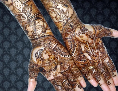 Krišnos Radha Radžastano Mehndi dizainas