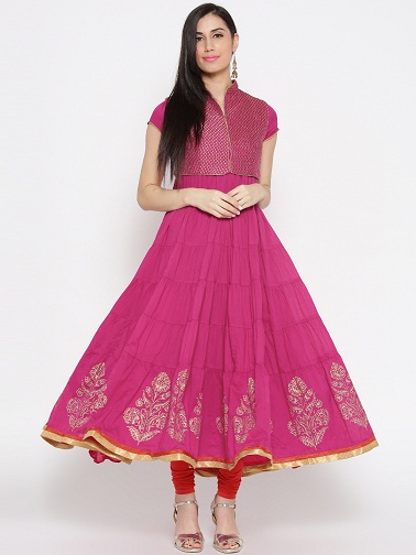 Spausdinta Anarkali Kurti su etnine liemene