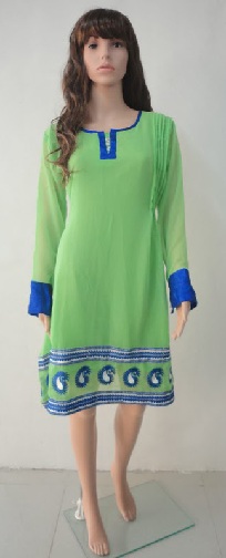 „Resham“ siuvinėjimas „Green Fancy Kurta“