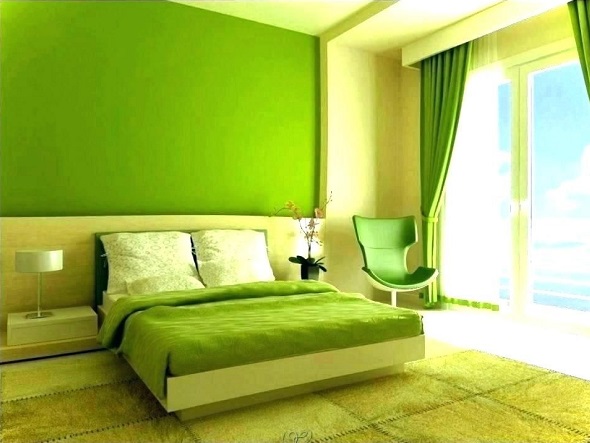 Yeşil Yatak Odası Boya Tasarımları