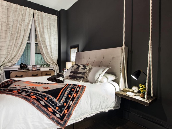 Siyah Boyalı Yatak Odası Tasarımları