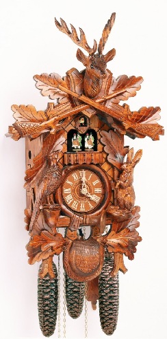 Verpimo šokėjų medžiotojų gegutės laikrodžio dizainas