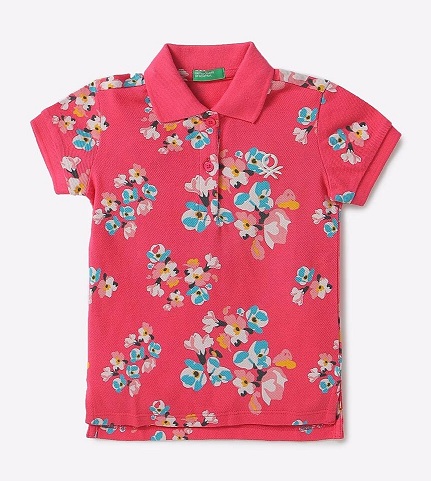 Çiçekli Polo Yaka T-Shirt