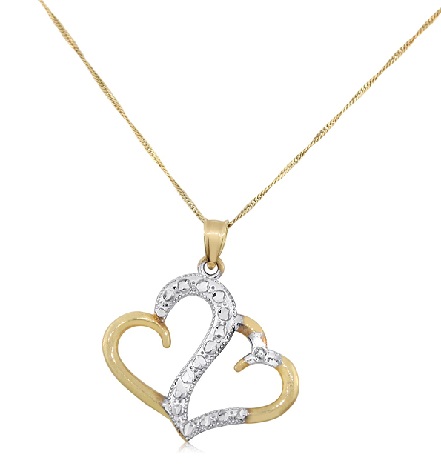 Auksinis pakabukas „Twin Heart“ su deimantais