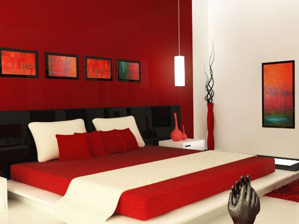 Kırmızı Ebeveyn Yatak Odası Tasarımı