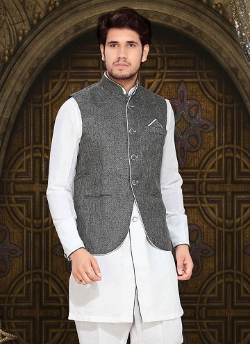 Gri Ceketli Beyaz Kurta Pijama