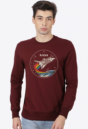 Bordo Nasa Erkek Sweatshirt