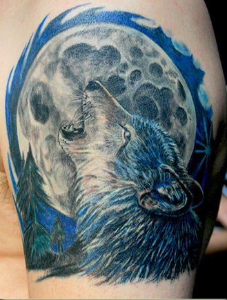 Wolf Tattoo Yarım Kol Tasarımlı Ay