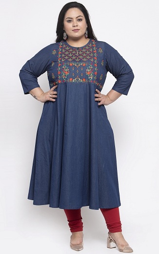 Büyük Beden Denim Kurti