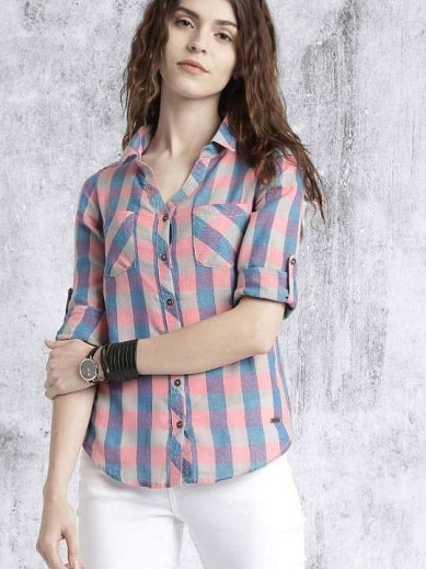 Tasarımcı Kareli Gömlek Bayan