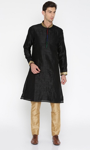 Siyah Kurta Ve Altın Pijama