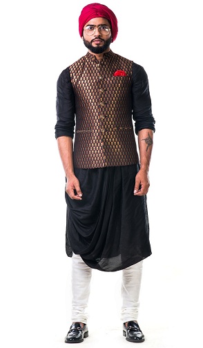 Tasarımcı Siyah Kurta Pijama