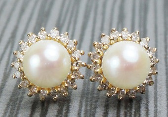 Senoviniai perlų ir deimantiniai auskarai