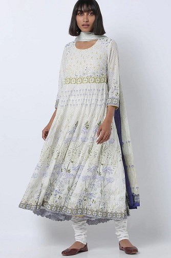 Baltasis Anarkali Churidar
