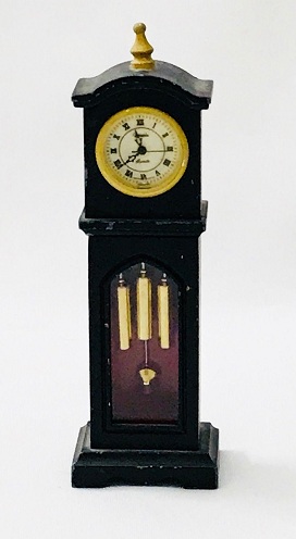 Miniatiūrinis senovinis juodas senelio laikrodis