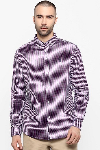 Violetiniai ir balti „Micro Check“ marškinėliai