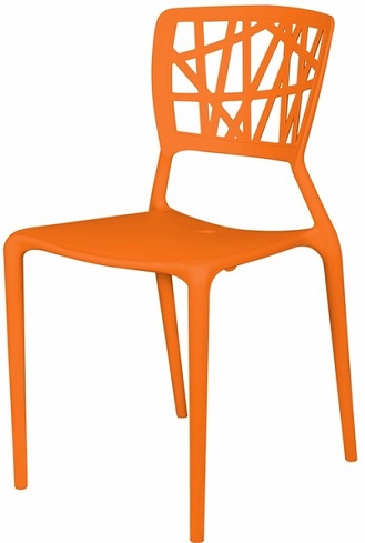 Plastikinio geometrinio dizaino kėdė