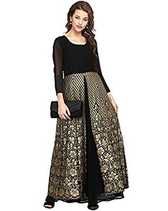 Juoda Georgette Kurti