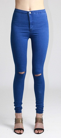 Kızlar için Mavi Yırtık Skinny Jeans