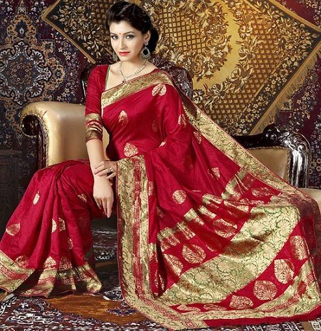 Aristokrat Kırmızı Güney Hindistan Saree