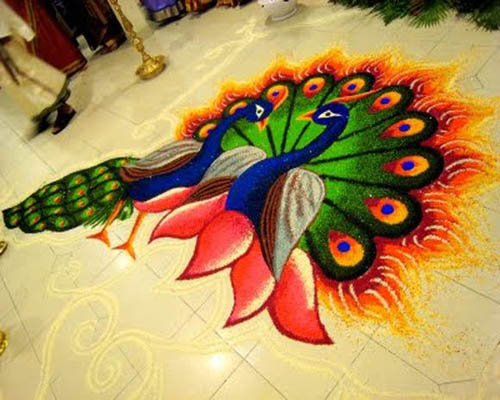 Güzel Tavus Kuşu Rangoli