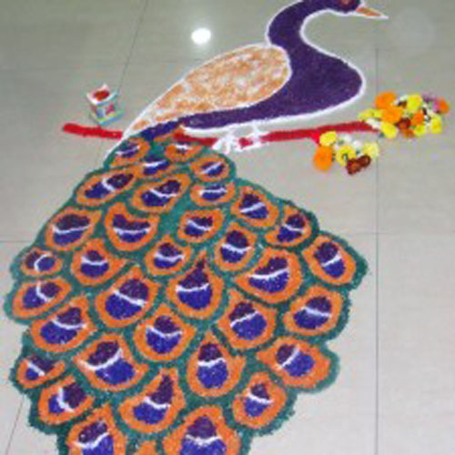 Basit Tavus Kuşu Rangoli Tasarımları