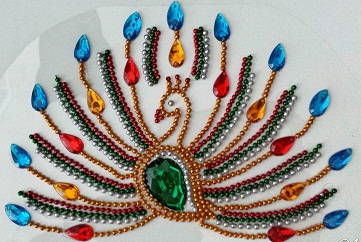 Kundan Motifi Tavus Kuşu Rangoli