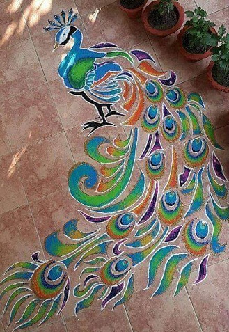 Duvar Resmi Tavus Kuşu Rangoli