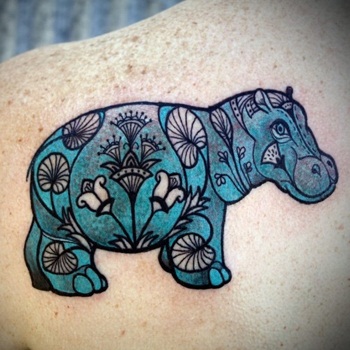 Hippo gyvūnų tatuiruotė