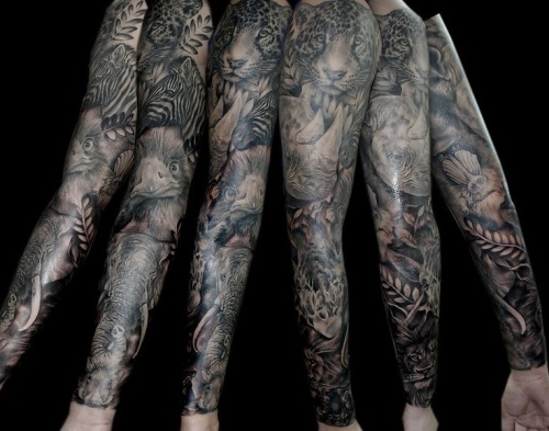 Laukiniai dizainai tatuiruotėms su visomis rankovėmis
