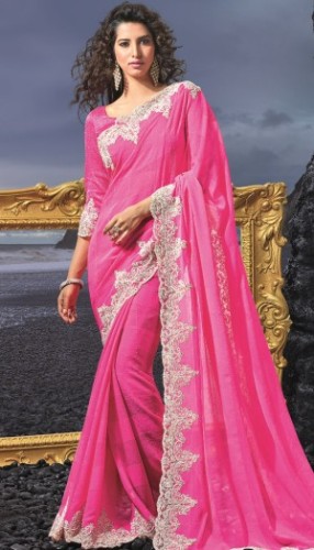 Fantezi Sarees-Bollywood Pembe Saree 12