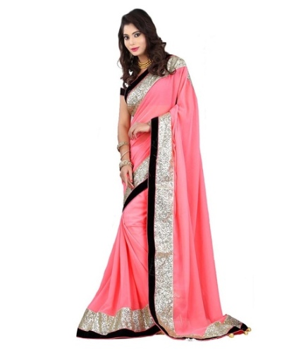 Fancy Sarees-Bolivudo dizaineris Pink and Georgette Fancy Saree 23