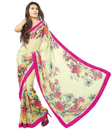 Fancy Sarees-Off White Floral Saree 25