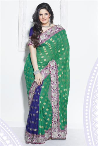 Fancy Sarees-Green Party Wear Fancy Saree 21