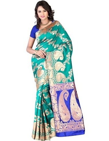 Bej Flora Art Banarasi Saree