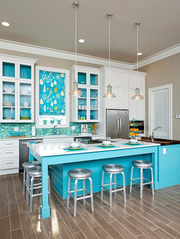 „Blue Beach“ temos virtuvės dizainas