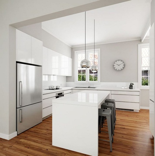 Klasikinio dizaino virtuvė balta tema